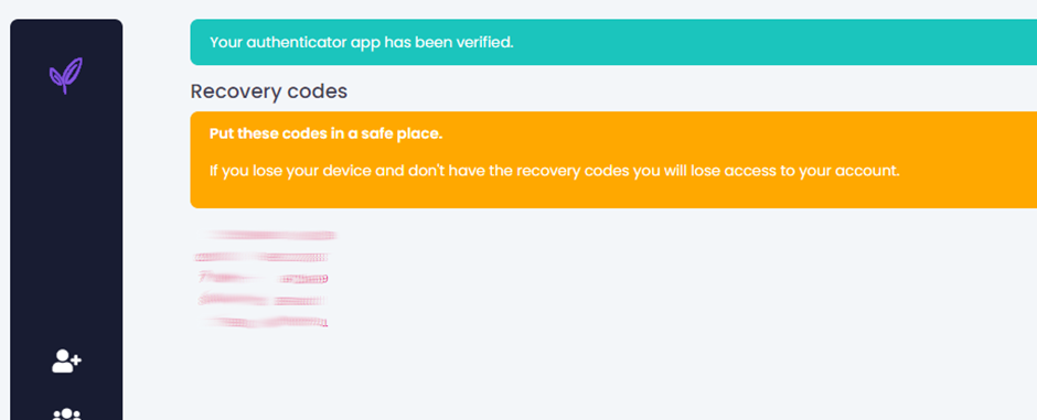 Recovery codes